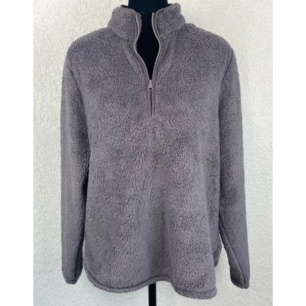 (NWT) H&M • Dusty Purple Quarter-Zip Sherpa Fleece Jacket, M - Picture 9 of 12